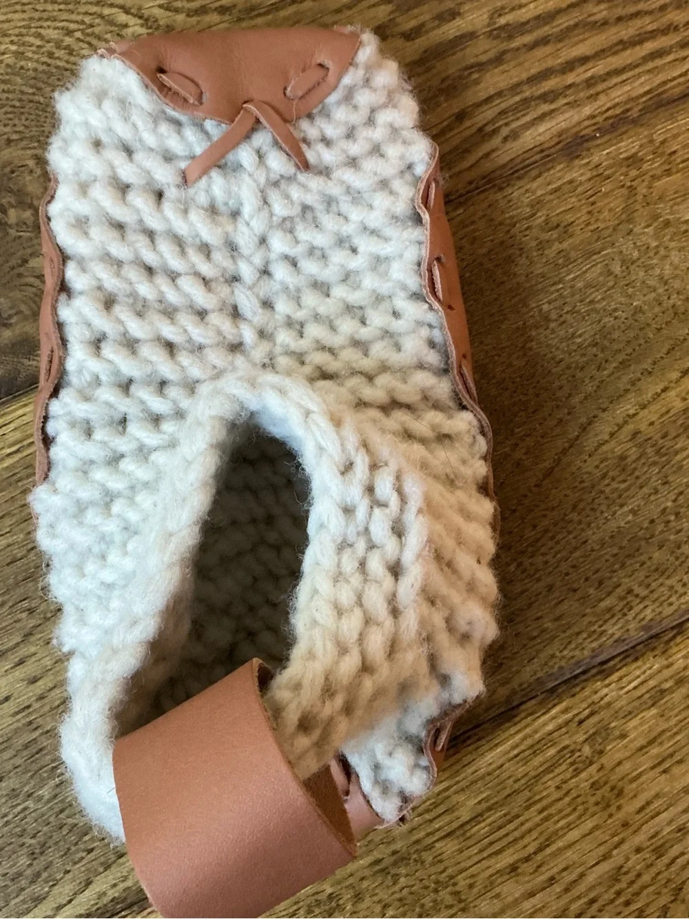 Kids Cozy Knit Slipper - Cream and Tan